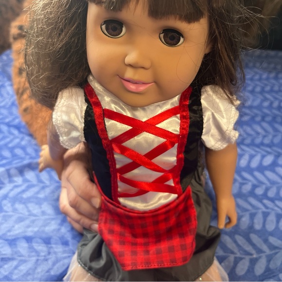 1996 18” Fibre-Craft Doll Brown Hair Brown Eyes Fancy Dress Pink Lipstick - Picture 10 of 10